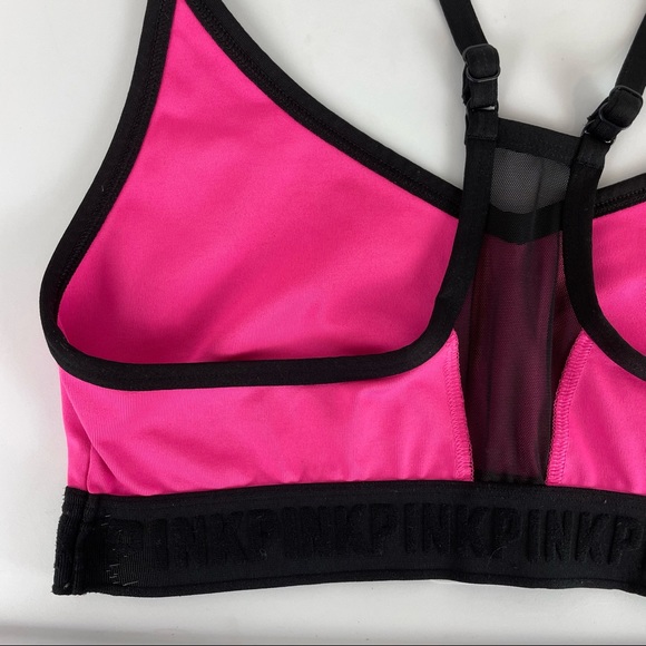 PINK Victoria’s Secret Lounge Sports Bra Sz Large Pink Black Logo - Picture 15 of 15